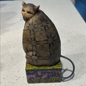 Jim Shore Gray and Black Cat Figurine "Don't Cross My Path"